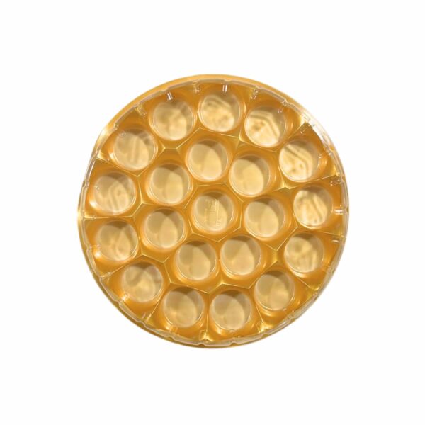 Round Gold Modak Box with Transparent Lid - 21 Cavities