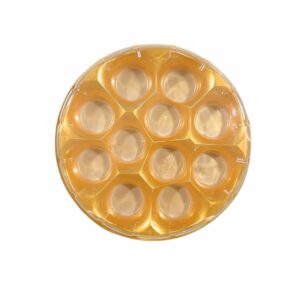Round Gold Modak Box with Transparent Lid - 11 Cavities