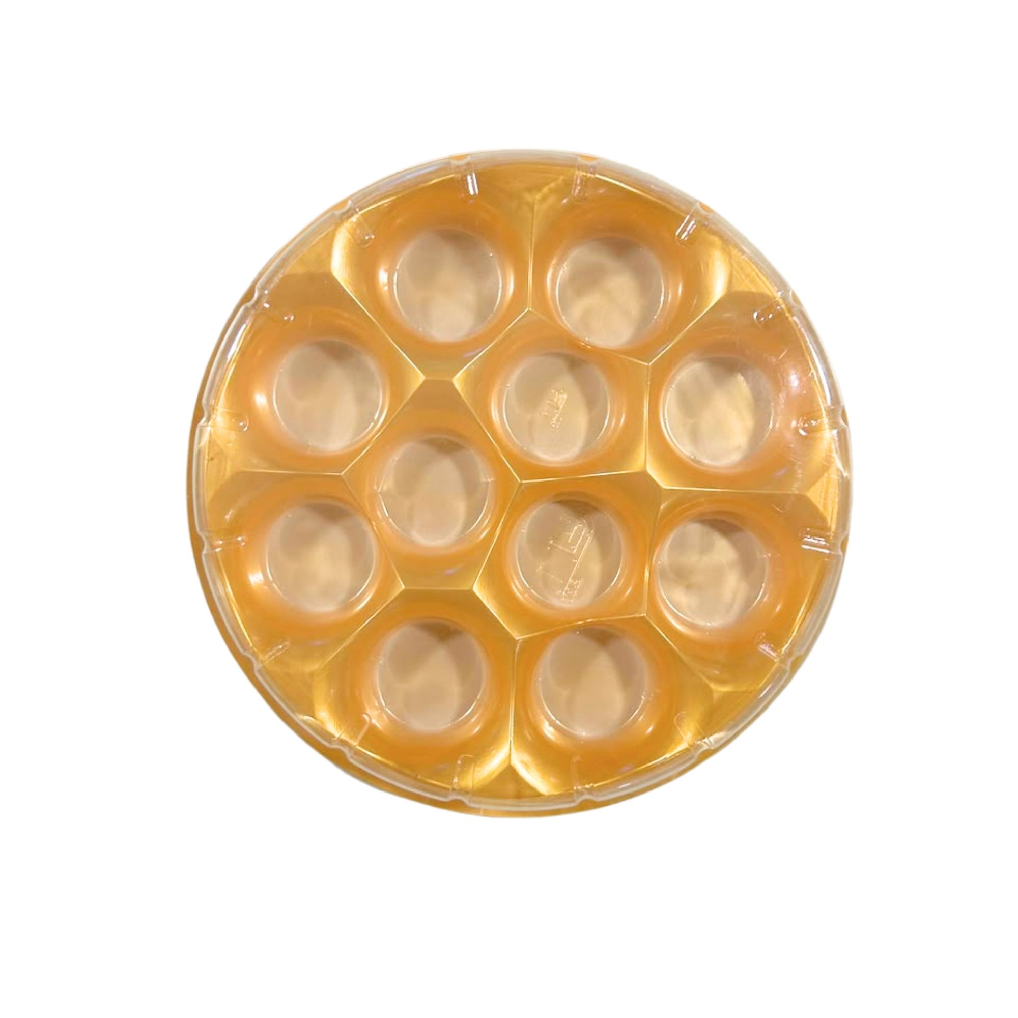 Round Gold Modak Box with Transparent Lid - 11 Cavities