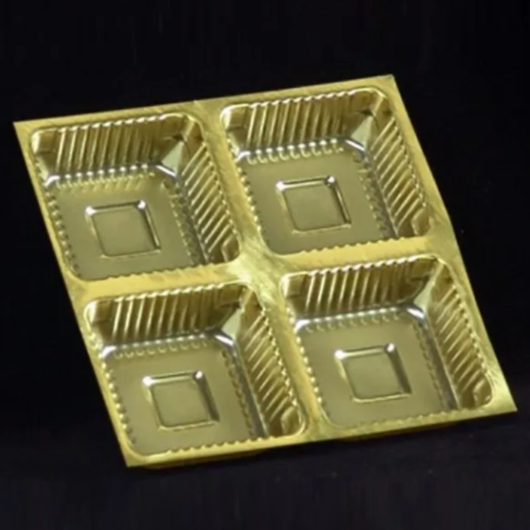 2 X 2 A-Type Golden Tray for Chocolate & Mithai Packaging