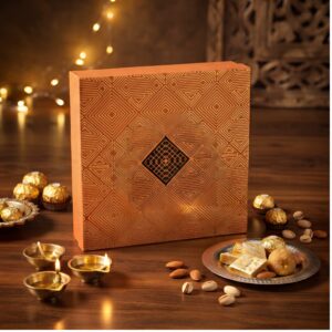 9 Cavity (3 X 3) Orange Art Deco Box