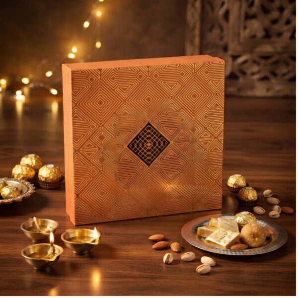 9 Cavity (3 X 3) Orange Art Deco Box