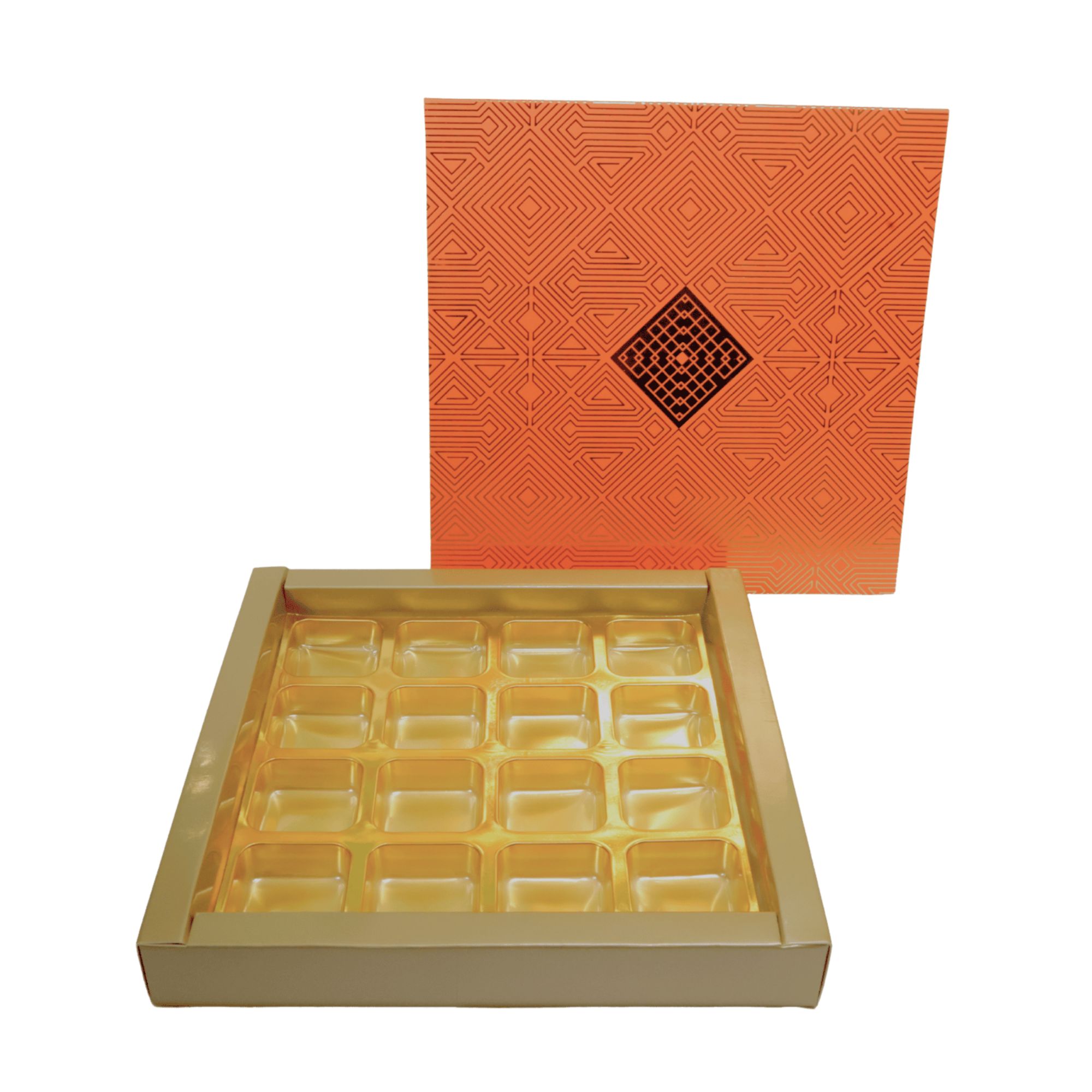 16 Cavity (4 X 4) Orange Art Deco Box with B Type Tray - Image 3