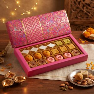 18 Cavity (3x6) Pink Regal Chocolate Box With A Type Tray & Lid