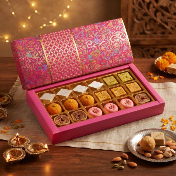 18 Cavity (3x6) Pink Regal Chocolate Box With A Type Tray & Lid