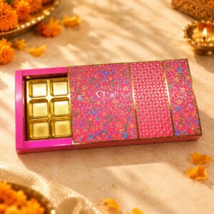 15 Cavity (3x5) Pink Regal Chocolate Box With B Type Tray & Lid
