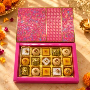 15 Cavity (3x5) Pink Regal Chocolate Box With A Type Tray & Lid