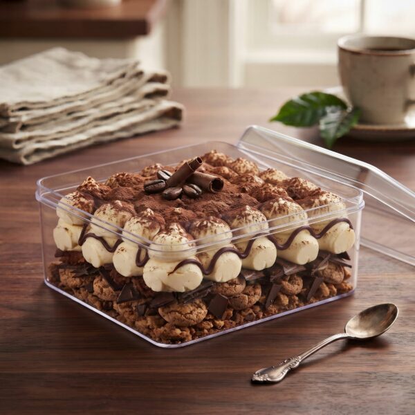 N-51 200ML Square Dessert Container With Lid Pack Of 12