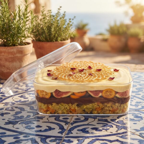 N-59 Small Rectangle Dessert Container With Lid Pack Of 12