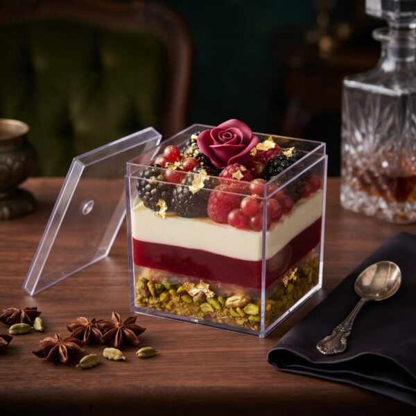 N-57 Square Cube Dessert Container With Lid Pack Of 12