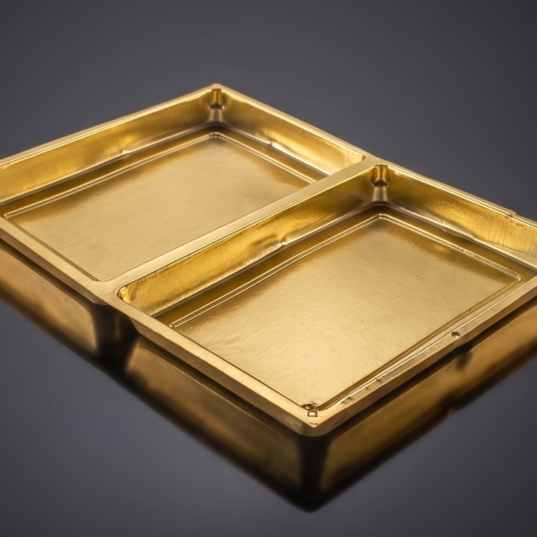 2 Cavity Golden Partition Tray (Pack Of 50)