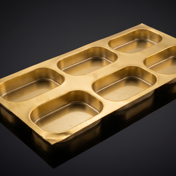 6 Cavity Golden Khajur Tray (Pack Of 50)