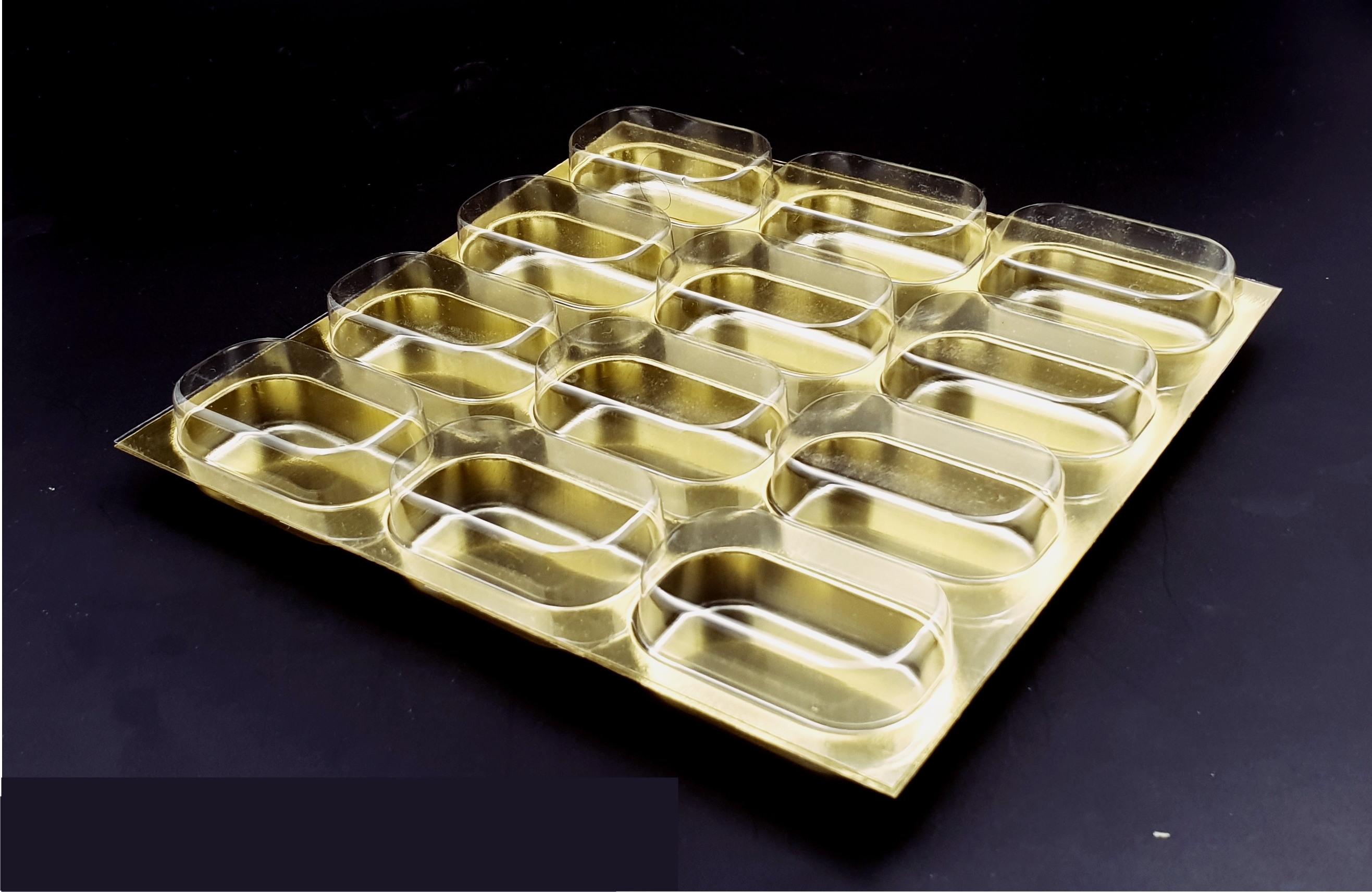 3 x 4 12 Cavity Golden Khajur Tray (Pack Of 50)