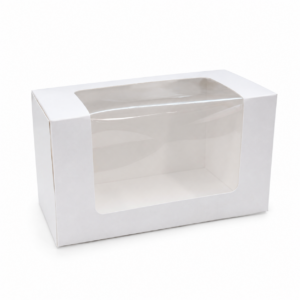 White Two Cupcake Window Box 8.2cm x 15.3cm x 8.4cm (H)