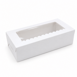 White Two Cupcake Box 7.6cm x 15.3cm x 4.4cm (H)