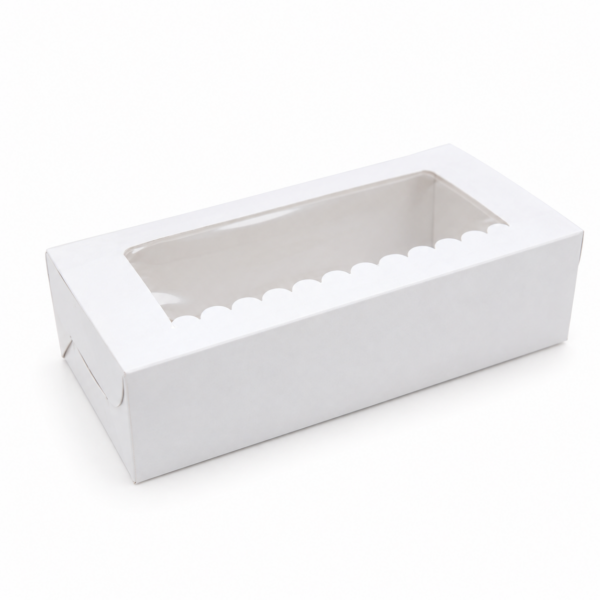 White Two Cupcake Box 7.6cm x 15.3cm x 4.4cm (H)