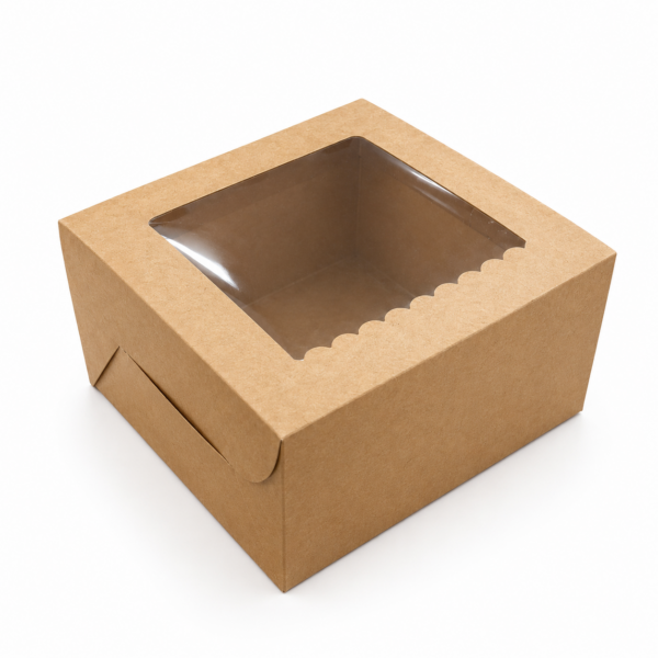 Brown Four Cupcake Box 15.2cm x 15.2cm x 10.2cm (H)