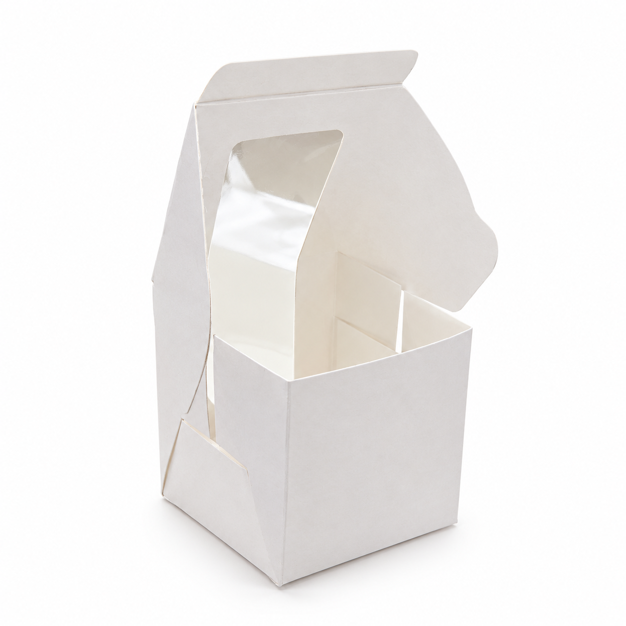 White Single Cupcake Window Box 8.3cm x 8.3cm x 9.3cm (H) - Image 4
