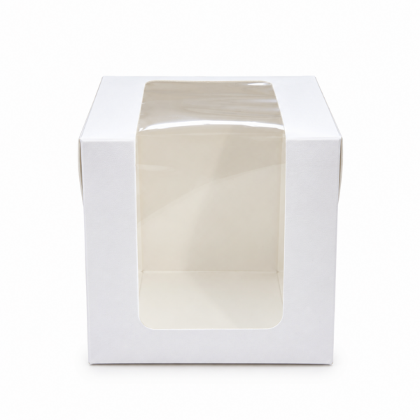 White Single Cupcake Window Box 8.3cm x 8.3cm x 9.3cm (H)