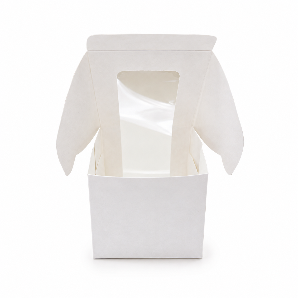 White Single Cupcake Window Box 8.3cm x 8.3cm x 9.3cm (H) - Image 2
