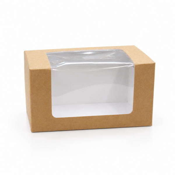 Brown Two Cupcake Window Box 8.2cm x 15.3cm x 8.4cm (H)