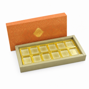 12 Cavity (2 X 6) Orange Art Deco Box With B Type Tray & Lid
