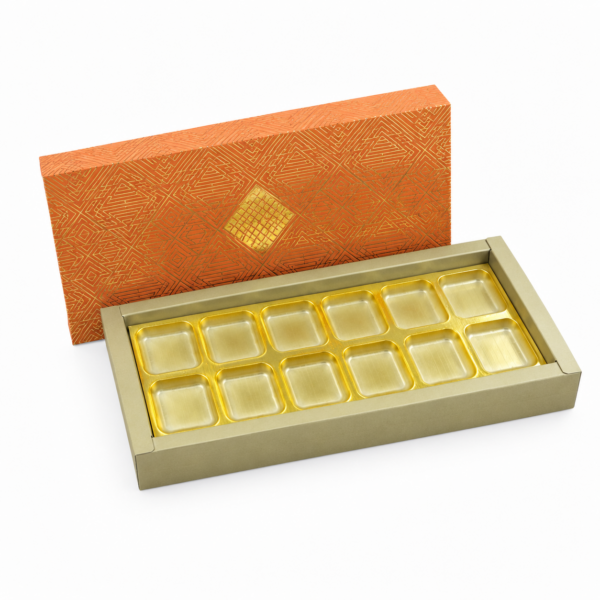 12 Cavity (2 X 6) Orange Art Deco Box With B Type Tray & Lid