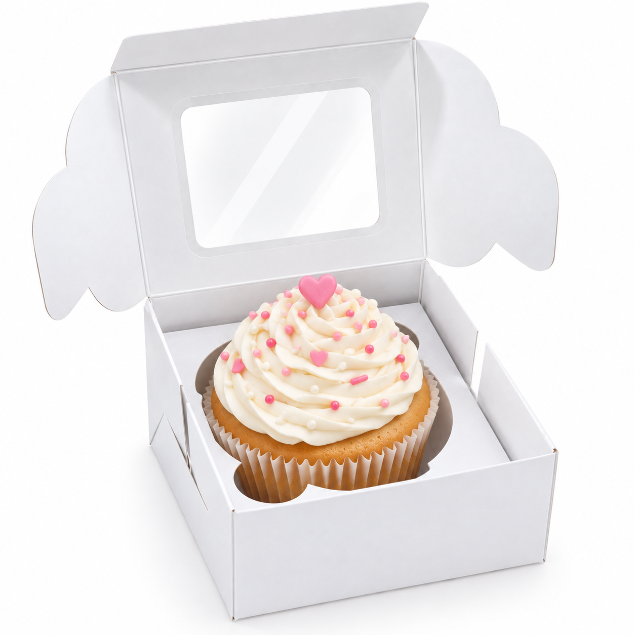 White Single Cupcake Box 7.6cm x 7.6cm x 5cm (H) - Image 2