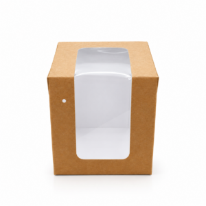Brown Single Cupcake Window Box 8.3cm x 8.3cm x 9.3cm (H)