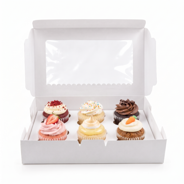 White Six Cupcake Small Box 15.3cm x 23cm x 5.1cm (H)