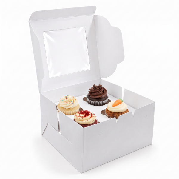 White Four Cupcake Box 15.2cm x 15.2cm x 10.2cm (H)