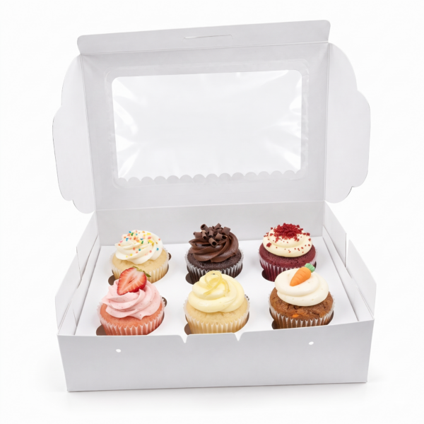White Six Cupcake Box 15.3cm x 22.9cm x 10.1cm (H)